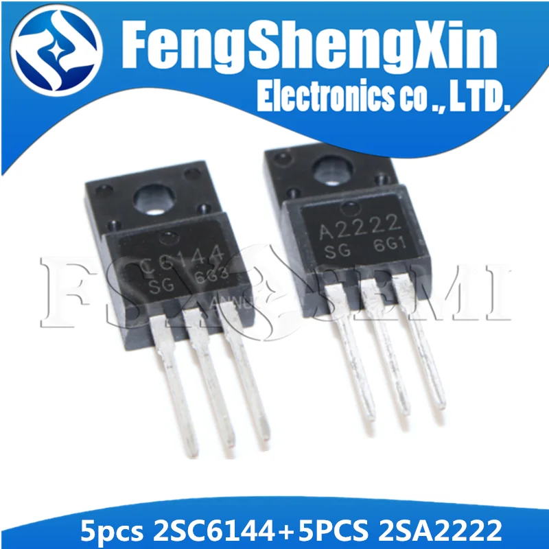 10 шт./лот новинка 2SA2222 и 2SC6144 TO-220F (5 x A2222 + 5 C6144) кремниевый силовой транзистор PNP |