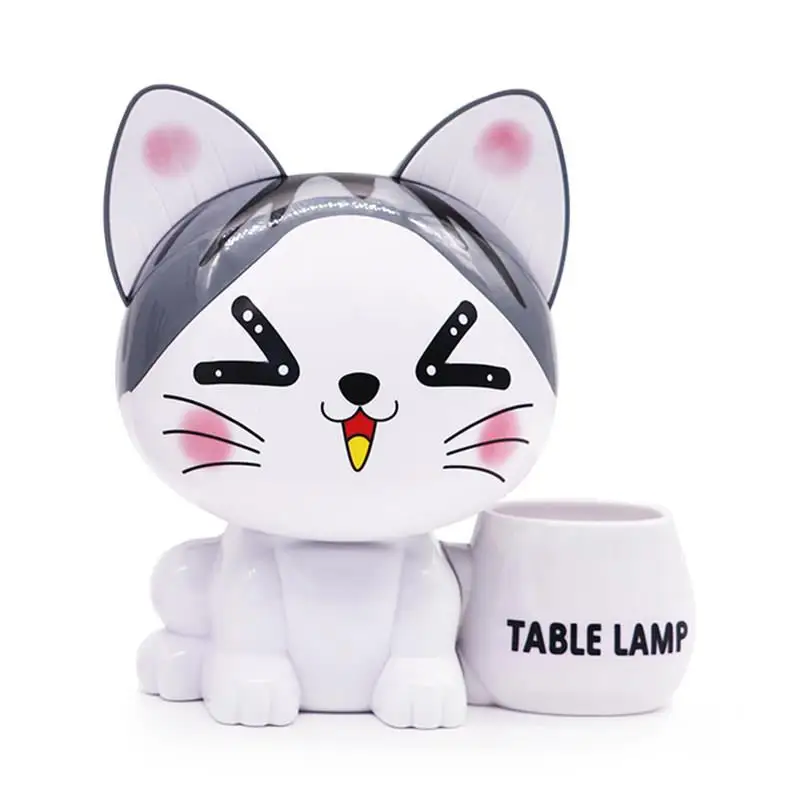 Creative Cartoon Cute Cat Crafts Pen Holder Piggy Bank USB Charging Night Light Landscape Decoration LED Small Table Lamp | Дом и сад