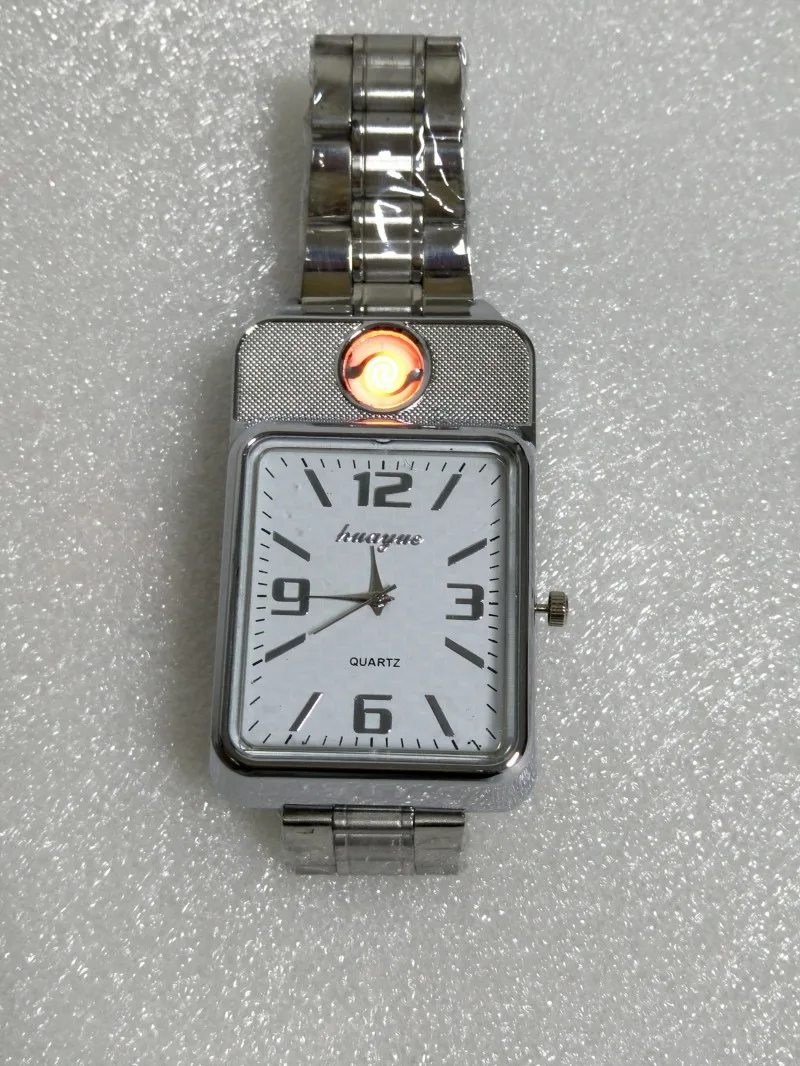 Часы мужские с прикуривателем модные кварцевые часы без огня зарядка от USB