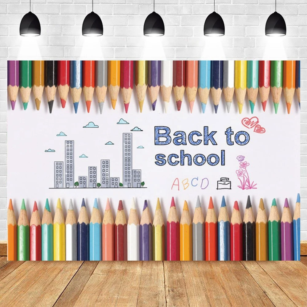 

Children Baby Child Back To School Backdrop Pencil Photography Photographic Background Vinyl Photophone Photozone Photocall Prop