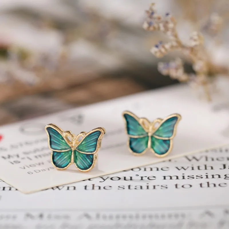 

Creative Simple Dark Green Butterfly Stud Earrings for Women