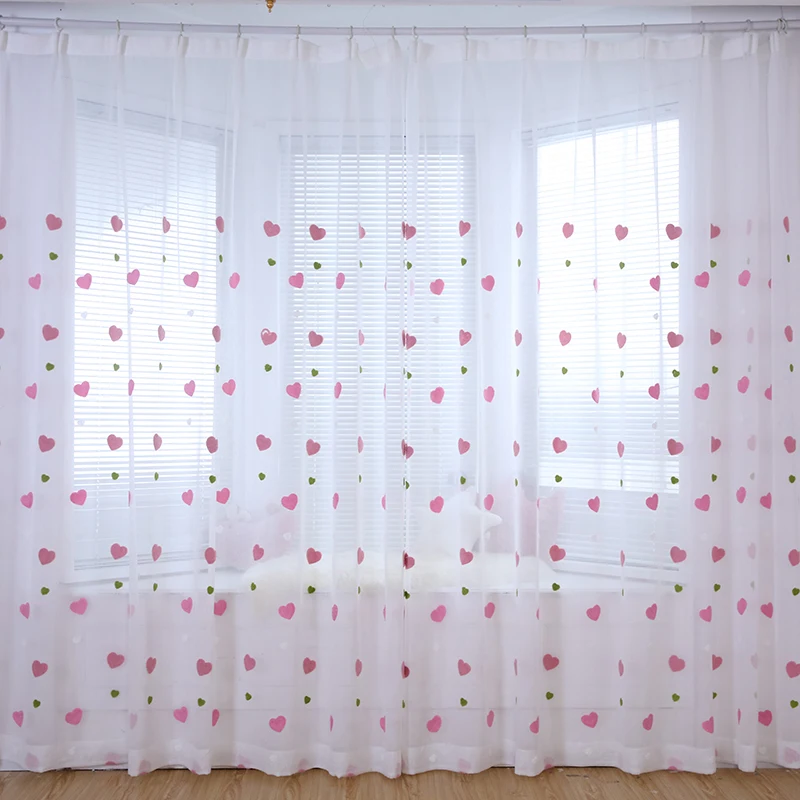 Современные детские Мультяшные 3D тюлевые шторы с сердечками для девочек спальни