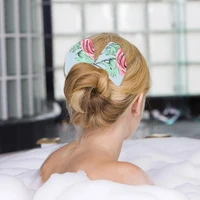 french retro hair band camouflage print fabric iron wire bow hair curler ball hairstyle lazy curling headband woman hairpin