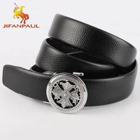 mens rotatable automatic buckle the middle stenciled logo automatic buckle black genuine leather belt mens belts cow 2021 new