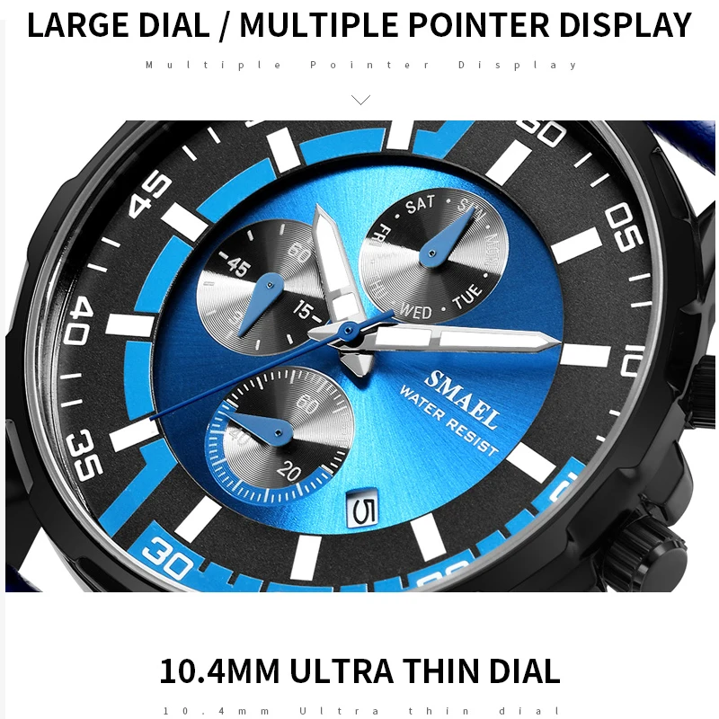 

Men's Sport Quartz Chronograph Multifunction Waterproof Watches Military Date Watch Men Wristwatches Relogio Masculino