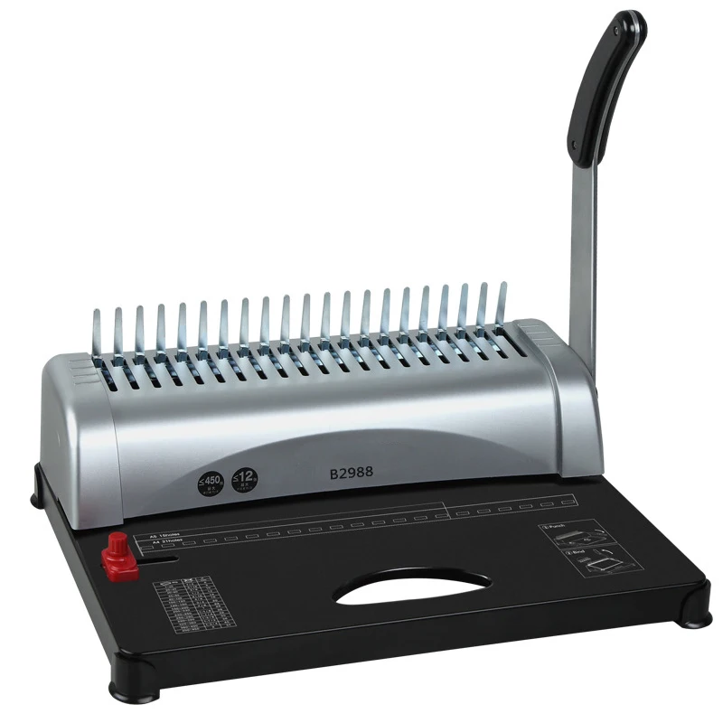 

Binding Machine B2988 Financial Punching Machine 12 Sheets of Paper Universal A3/A4 Film Comb Type Apron Binding Machine