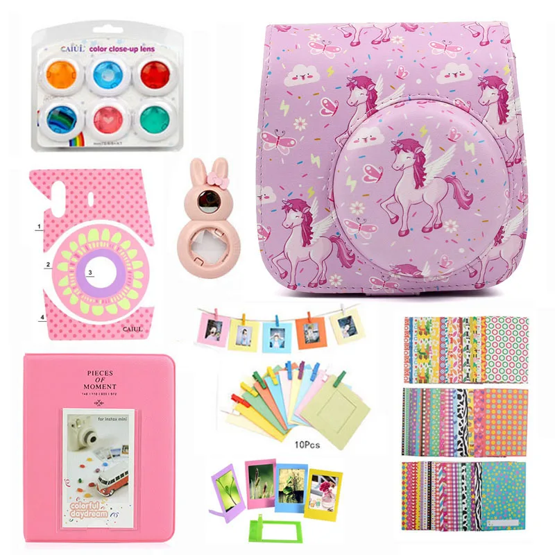 Unicorn Set Fujifilm Instax Mini 9 Mini 8 чехол для камеры комплект Фламинго сумка фильтры альбом Висячие рамки селфи объектив фильм рамки набор - Цвет: Unicorn Set