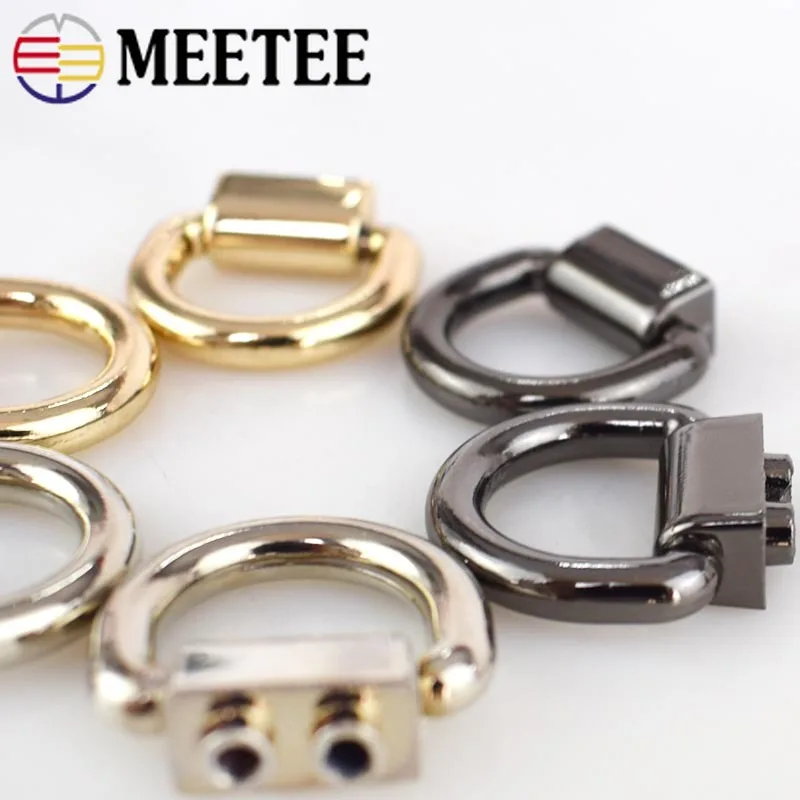

50pcs Meetee 16mm Metal D Ring Buckle Handbag Side Clip Bag Chain Handle Buckles Connector Hanger DIY Hardware Accessories KY866