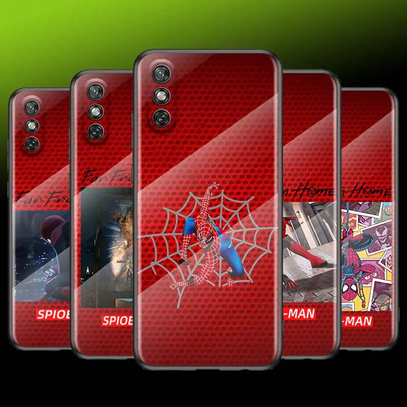 Чехол из закаленного стекла с изображением Человека-паука для Huawei Y6 Y7 Y9 Y5P Y6P Y8S Y8P