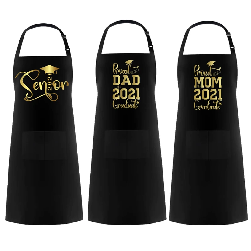 

Гордый папа мама 2021 фартук средней школы Университета выпускник Выпускной град Семья ужин барбекю класса старший подарок реквизит для фото...
