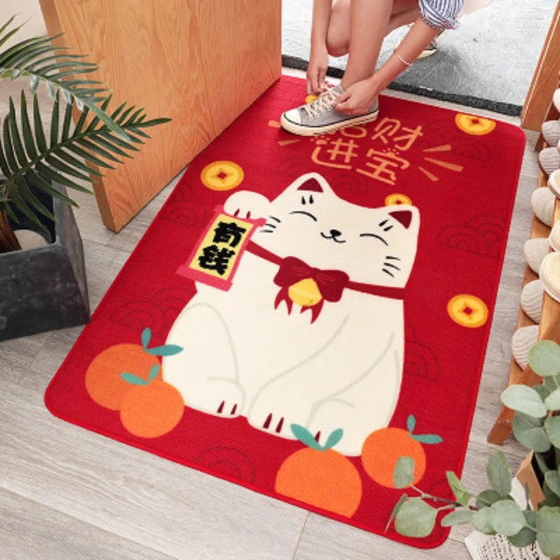 Домашний ковер коврик для двери Противоскользящий кухни ванной комнаты красный