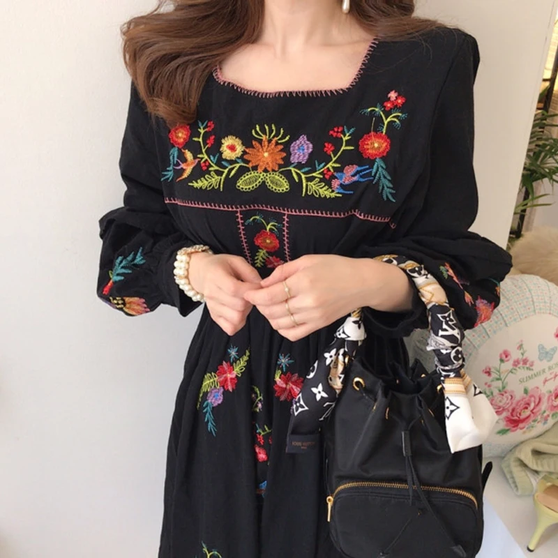 Korobov корейский шик винтажный элегантный квадратный вырез женское платье с