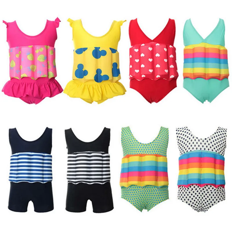 Baby Buoyant Swimwear Girl Quick-drying One-piece Buoyancy Swimsuit High Elasticity Pool Float Kid Learning Swimming Clothes New