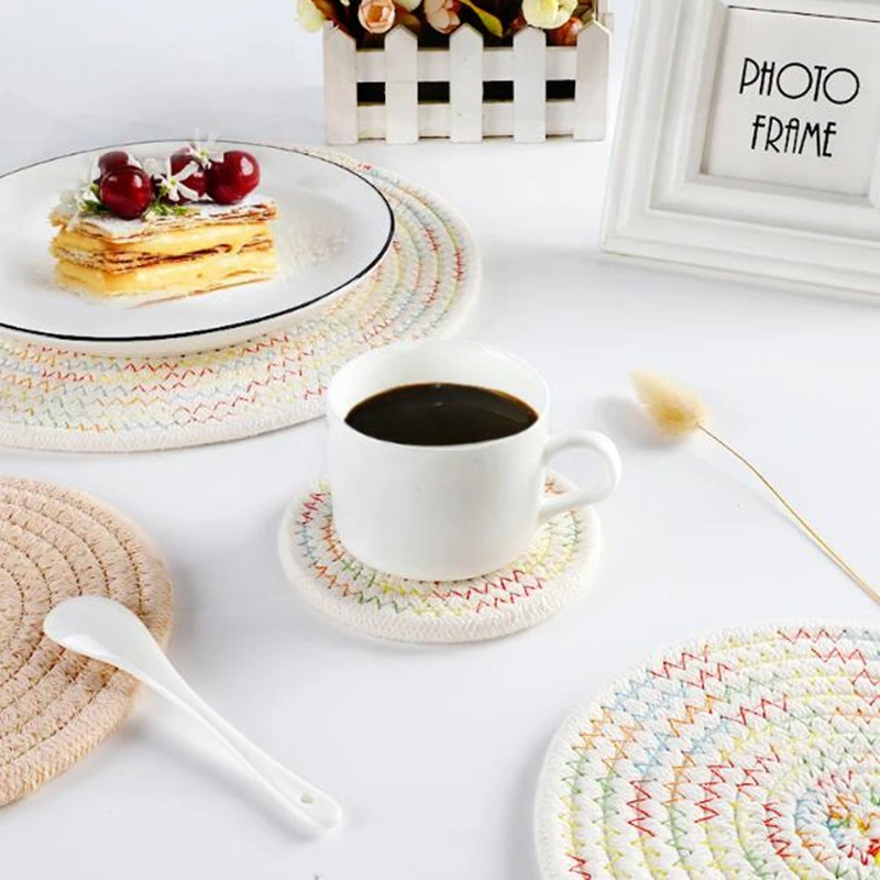 Хлопчатобумажная ткань Радужный коврик для сковороды обеденный стол