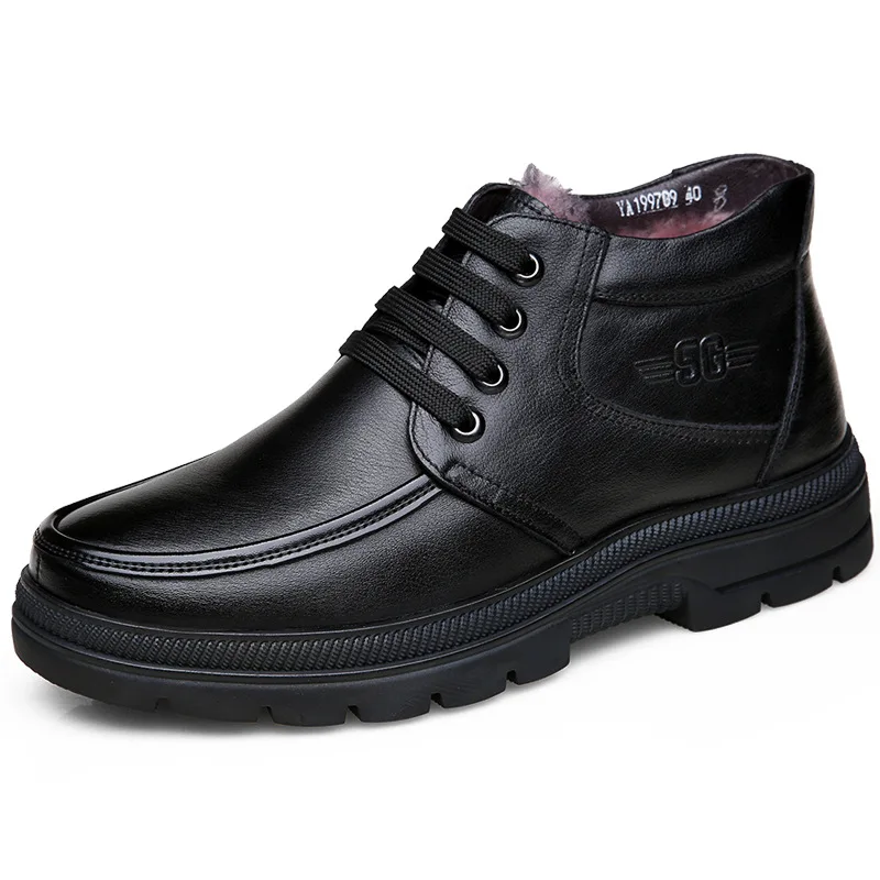 lace-up Мужские ботинки из натуральной кожи; зимние мужские зимние ботинки; модная обувь; мужская повседневная обувь в деловом стиле; zapatos de hombre - Цвет: lace-up