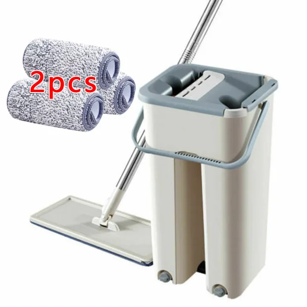 Плоская швабра и ведро ручной отжимания микрофибра для очистки пола швабры набор