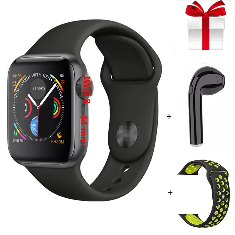 Bluetooth Смарт Браслет для проверки сердечного ритма 8 1:1 SmartWatch 44 мм чехол для Apple iOS Android телефон сердечного ритма ЭКГ-шагомер PK IWO 6 7 IWO Lite