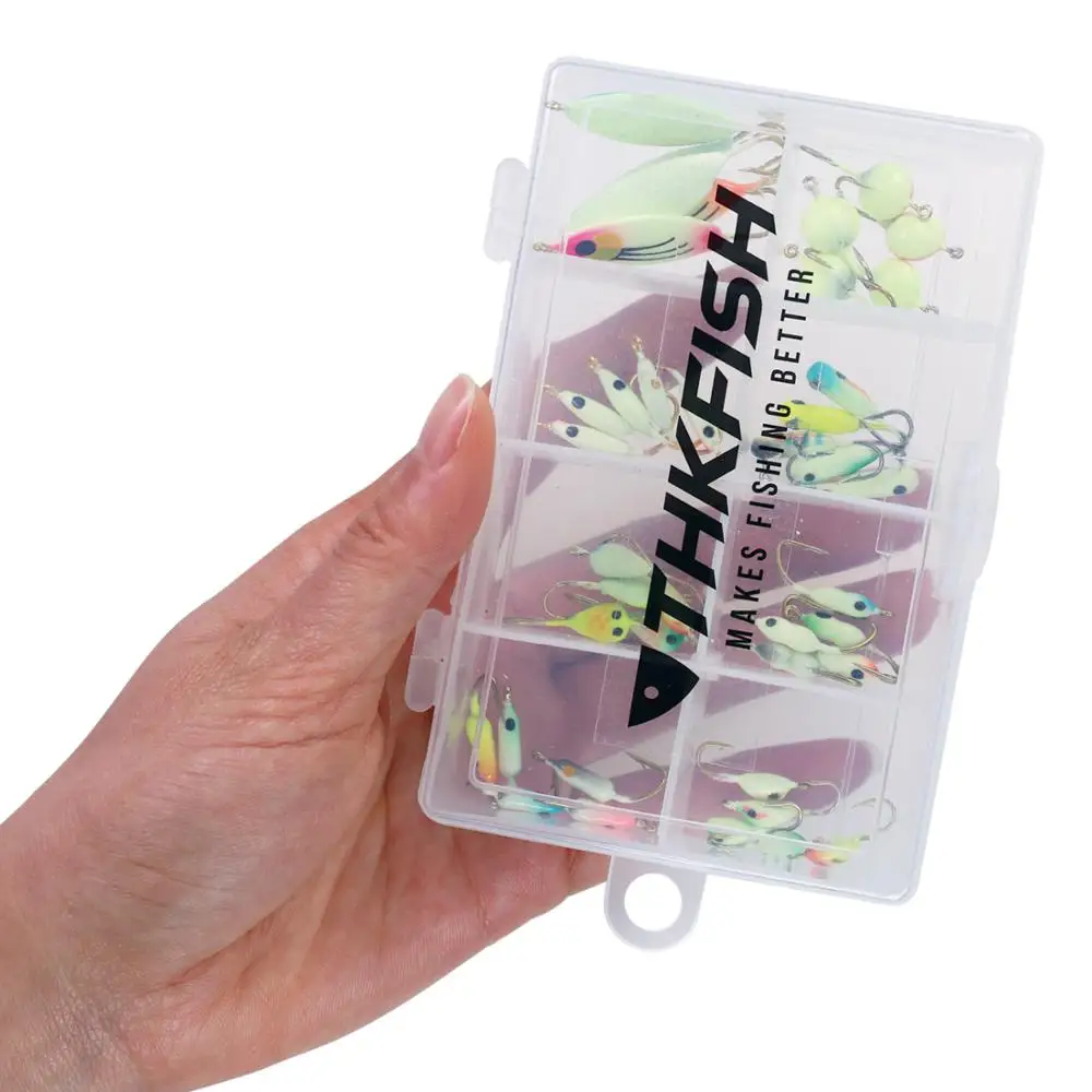 40pcs/box Luminous Ice Fishing Jigs 0.8g-5.7g Winter Lures Kit Lead Jigging Bass Pike Wobbler Bait | Спорт и развлечения