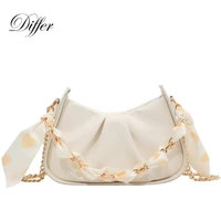 silk scarf ruched cloud bag soft pu leather shoulder bag 2021 popular womens handbag and luxury tote for versatile occasions