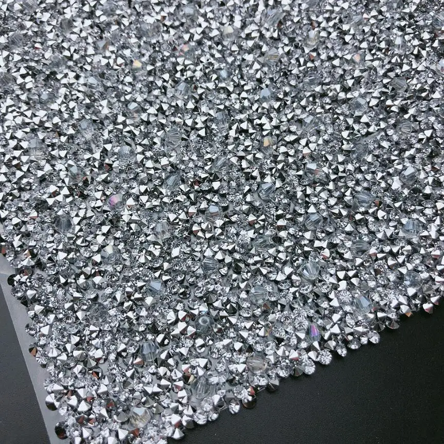 beads clear silver Стразы для обрезки, 1 лист/Лот, 24*40 см, дизайн ногтей, фон для фотосъемки, мигание, горячая фиксация, самоклеющиеся, сделай сам, сверкающий драгоценный камень, окантовка - Цвет: beads clear silver