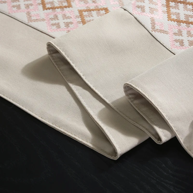 Simple New Chinese Style Printed Table Runner Geometric Mosaic Tassel Pendant Cotton Linen Home Decor Cover Towel | Дом и сад