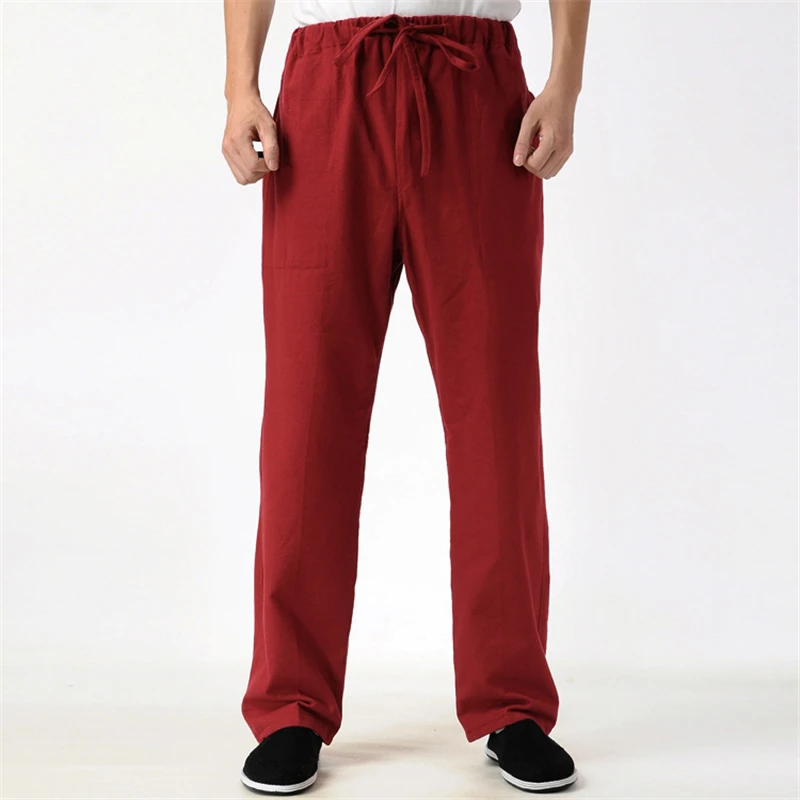 Мужские длинные штаны из 100% хлопка китайские традиционные кунг фу Wu Shu Tai Chi