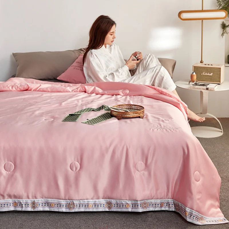 Летнее моющееся шелковое одеяло серое Роскошное Одеяло для кондиционера