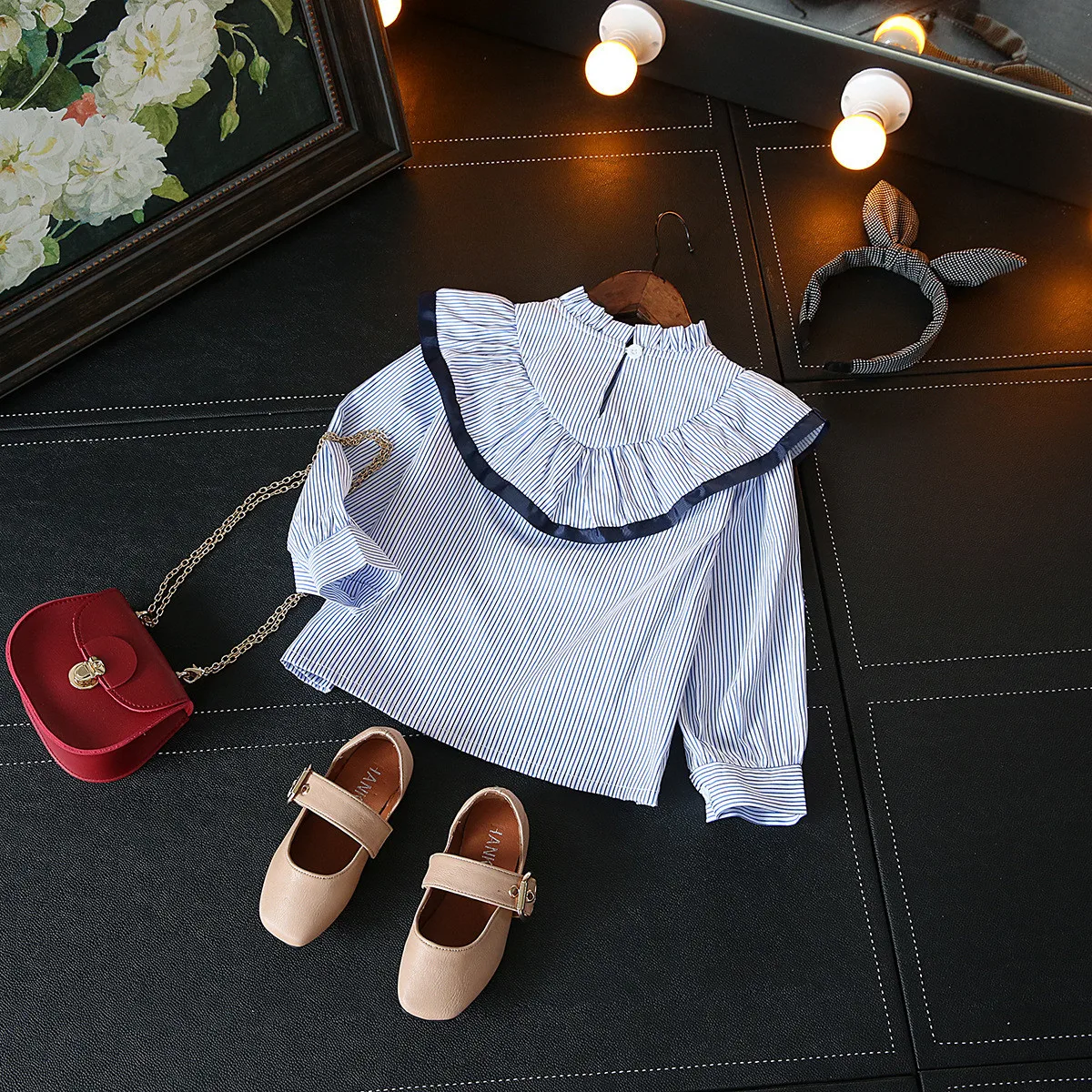 Весенние блузки для девочек детская одежда с оборками дизайнерские Рубашки Топы