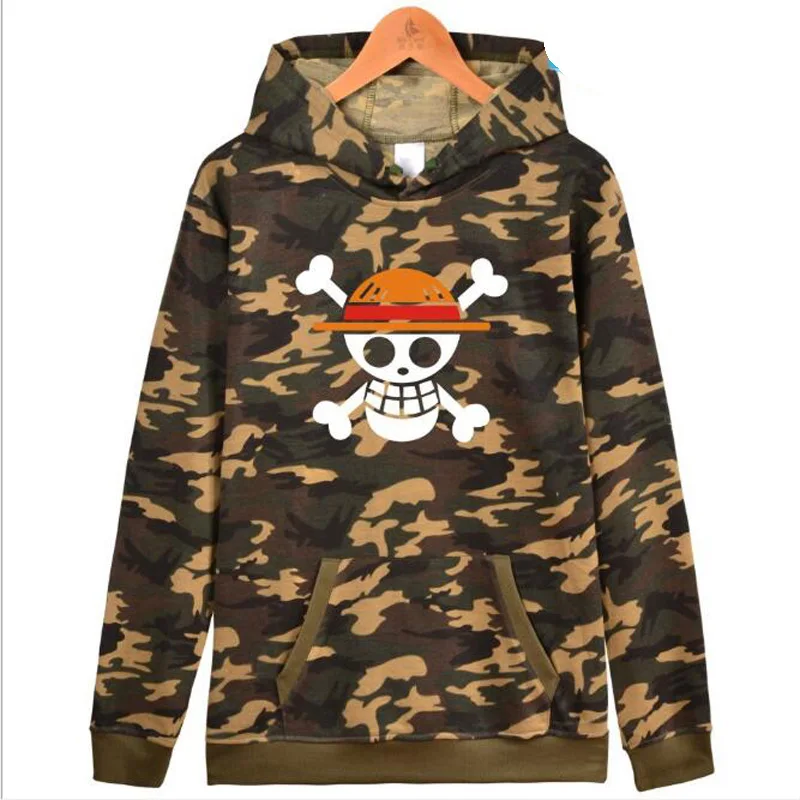 

2021 Anime One Piece Monkey D Luffy Camouflage Hoodie Men Sweatshirts Male Sportswear Brand Hip Hop Moleton Masculino Clothing