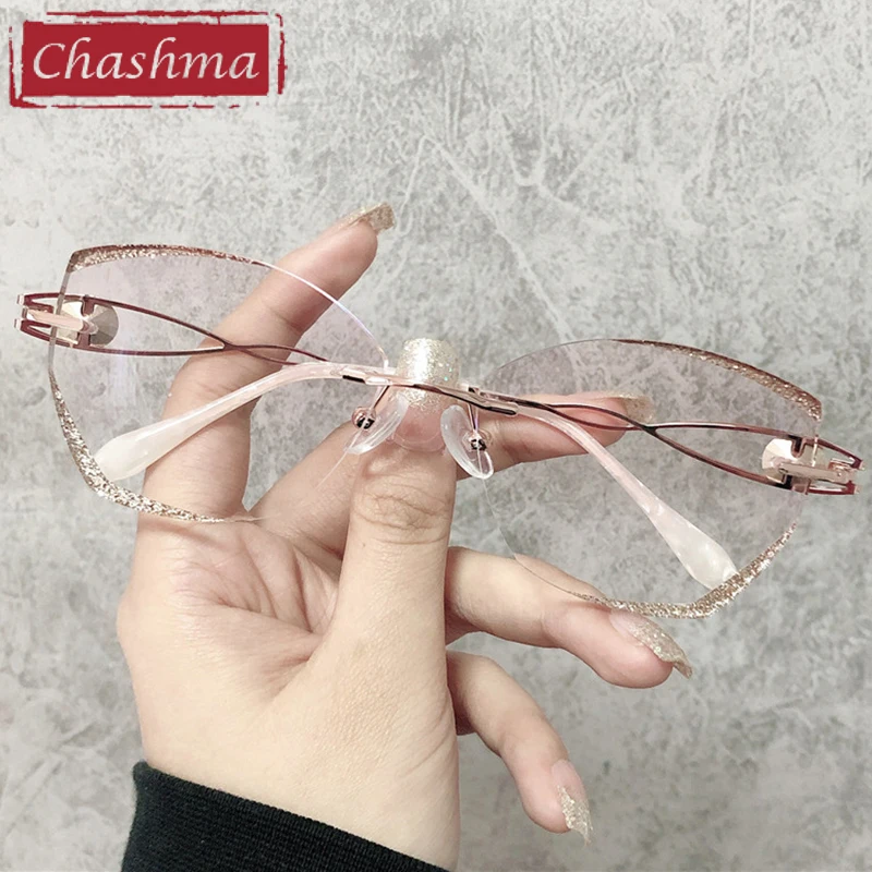 Chashma çerçevesiz ışık çerçeve elmas StonesTrend gözlük titanyum esnek ışık gözlük kadınlar için