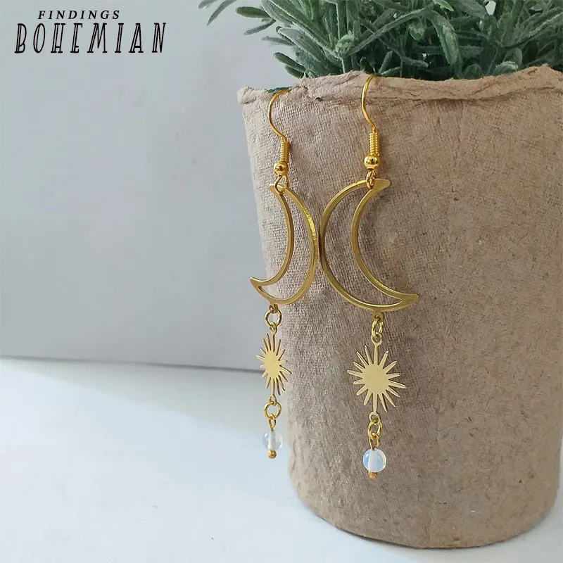 Опал Хэллоуин волчи этнические романтические длинные лунные серьги подарок для