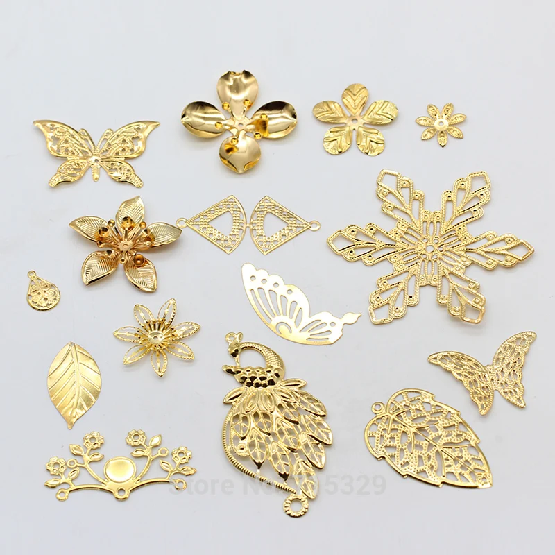 Ажурные филигрань золотые металлические шарики колпачки подвески коннектор для