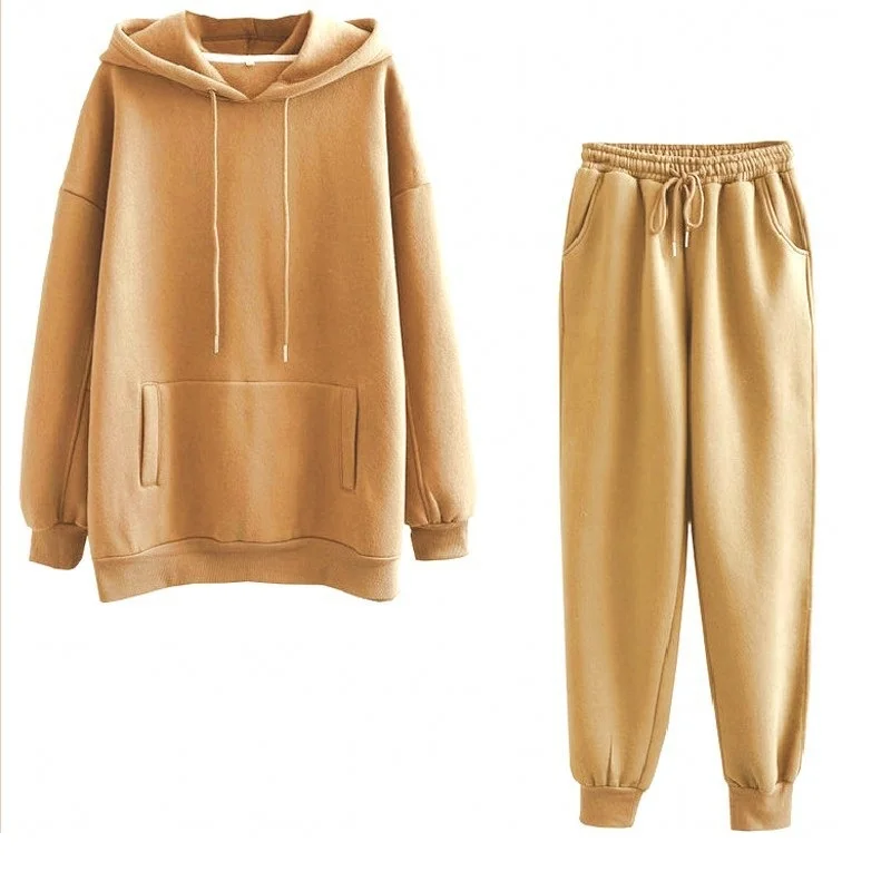 

Women Tracksuit 2 Piece Set Spring Autumn Hoodies Sweatshirt and Jogging Pants Sport Suits Solid Run Sportswear