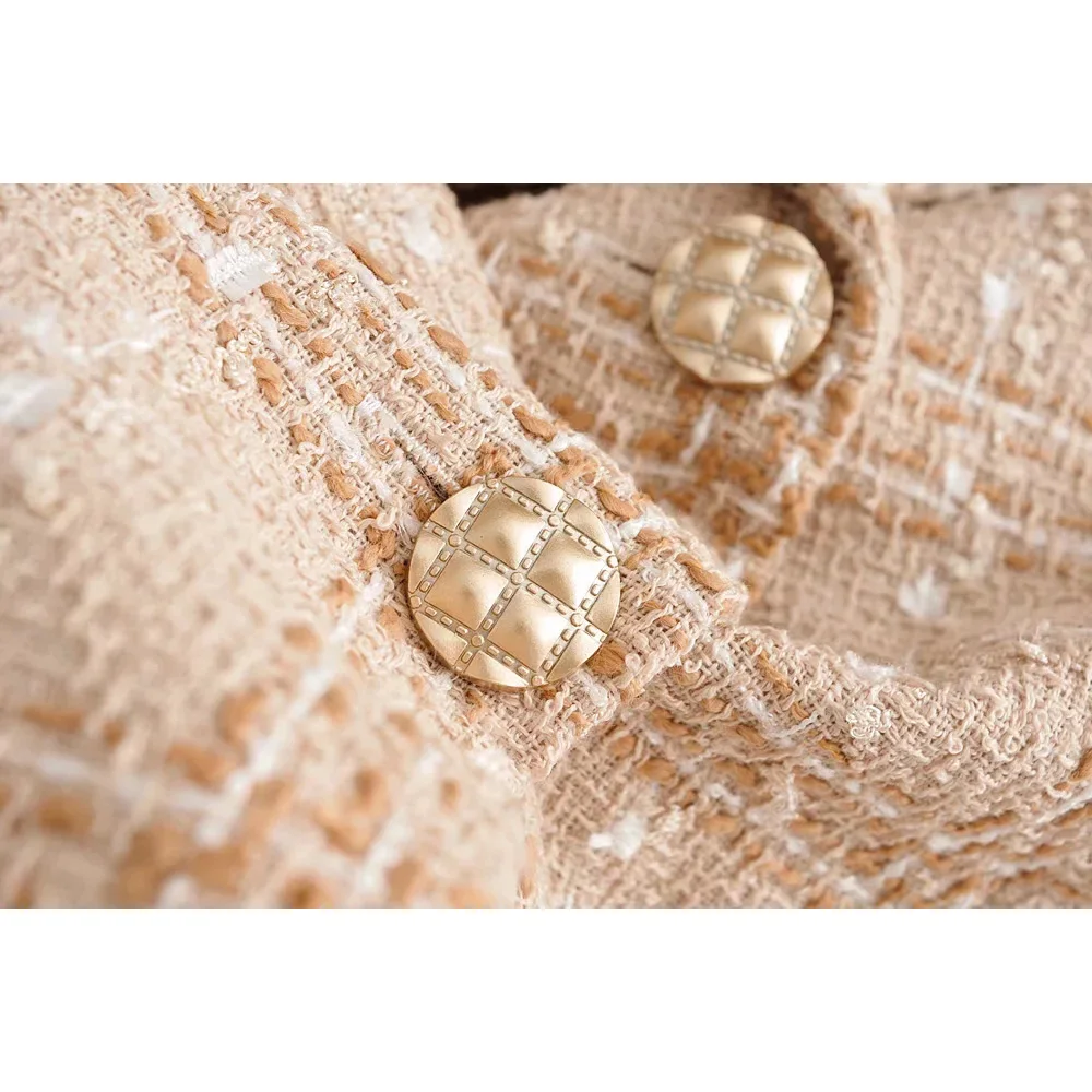 Элегантное женское твидовое клетчатое пальто модная Офисная Женская