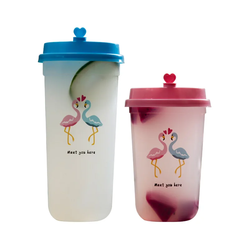 

50pcs 90mm caliber injection cup disposable transparent thickening net red U shape cup 500ml/700ml milk tea juice plastic cups