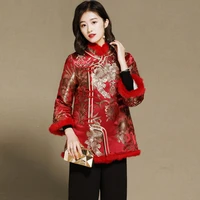 women tang suit chinese red cheongsam tops vintage traditional embroidery top oriental festival clothing