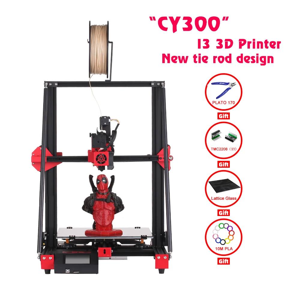 Творчества 3d принтер алюминиевая рама DIY KIT Большой принт Размеры 300x300x400 мм печати