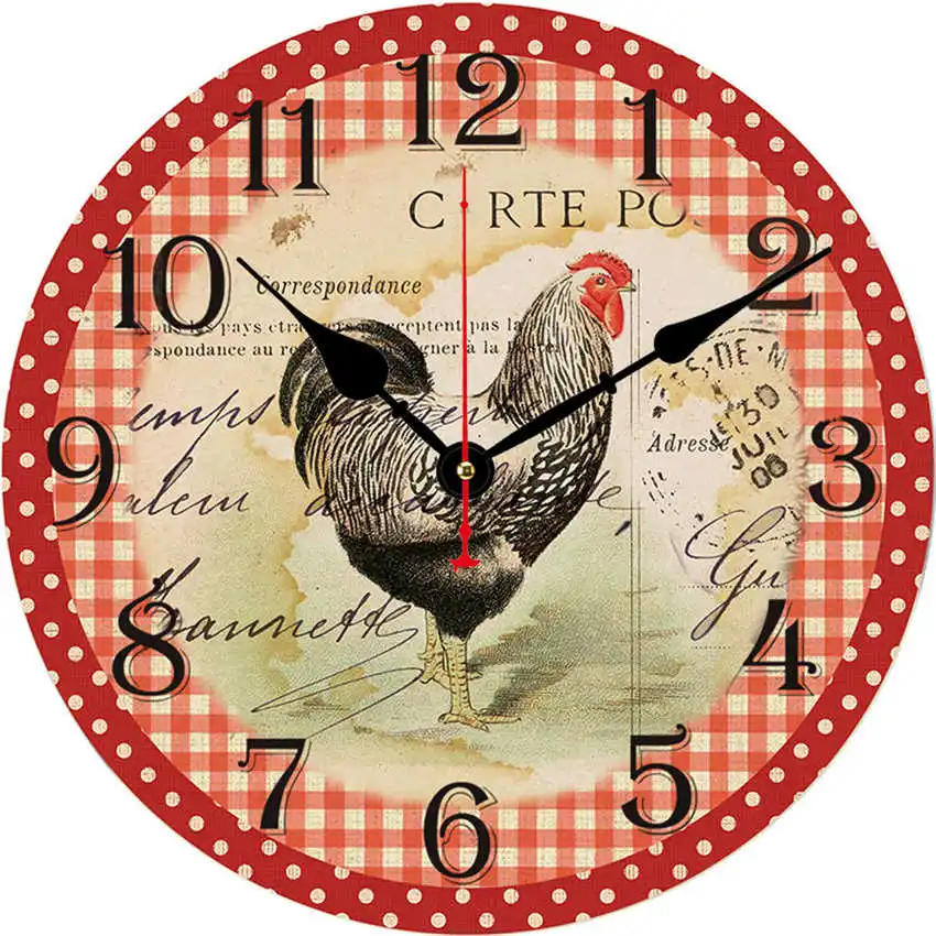 Chicken Clock T Цветочные антикварные настенные часы, настенные часы в винтажном стиле, большие часы настенные, круглые Horloge, ретро деревенские декоративные - Цвет: Chicken Clock T
