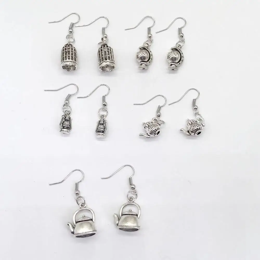 Мода 1 пара 3D Мини Птица Клетка чайник Глобус легкие подвески серьги подходят DIY