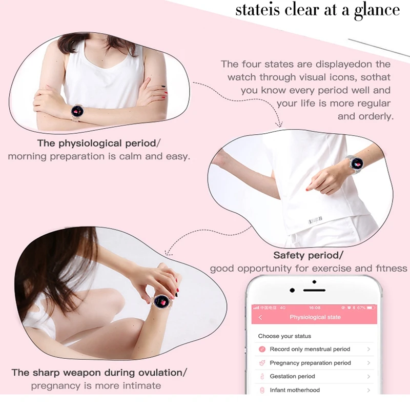 

New NY12 Smart Watch Women Fitness Waterproof Bracelet Heart Rate Blood Pressure Sleep Monitor Smartwatch for IOS Android