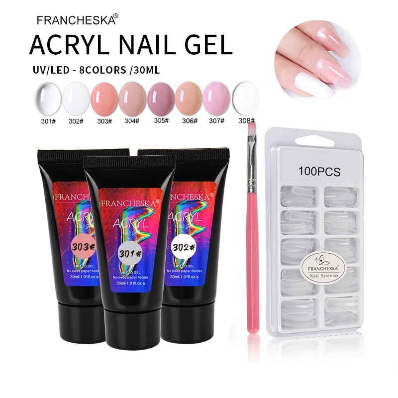 30 мл полигель для ногтей наборы Французский прозрачный дизайн камуфляж кончик