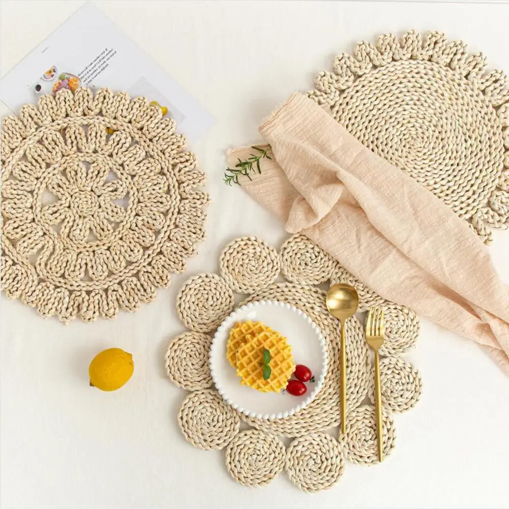 

1pc Drink Cup Coasters Japanese Style Straw Woven Saucer Mat Non-slip Pot Holder Rattan Woven Cup Mat Dining Table Placemat