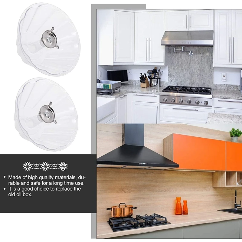 

2Pcs Plastic Range Hood Oil Cup Round Oil Catcher Oil Collecting Cup Range Hood Oil Box Replacement Accessories