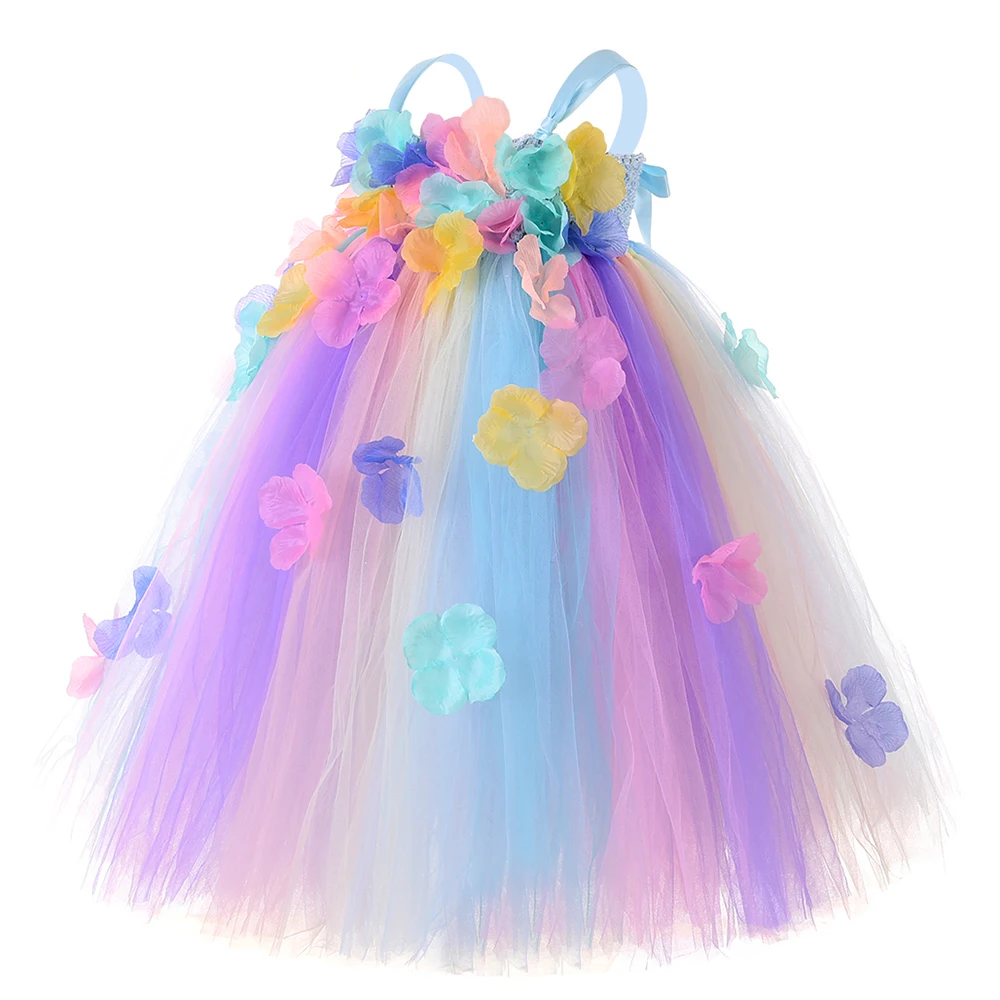 Girl Tutu Dress Princess Tulle Pastel Fairy Flower Dresses for Weddings Pageant Gowns Kids Birthday Party Christmas | Детская одежда и