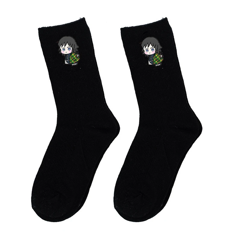 

Anime Demon Slayer Kimetsu No Yaiba Kamado Tanjirou Kochou Shinobu Socks Embroider Cartoon Black Socks Creative Sock