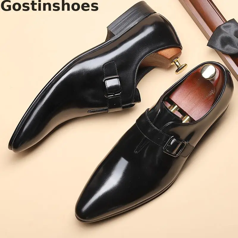 Мужская обувь Мужские модельные туфли из натуральной кожи с острым носком и