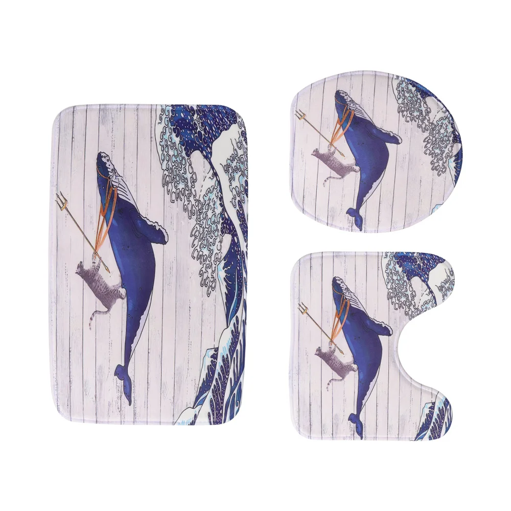 

1 Set Japanese Style Pattern Bathroom Floor Mat Toilet Outline Mat Toilet Cover