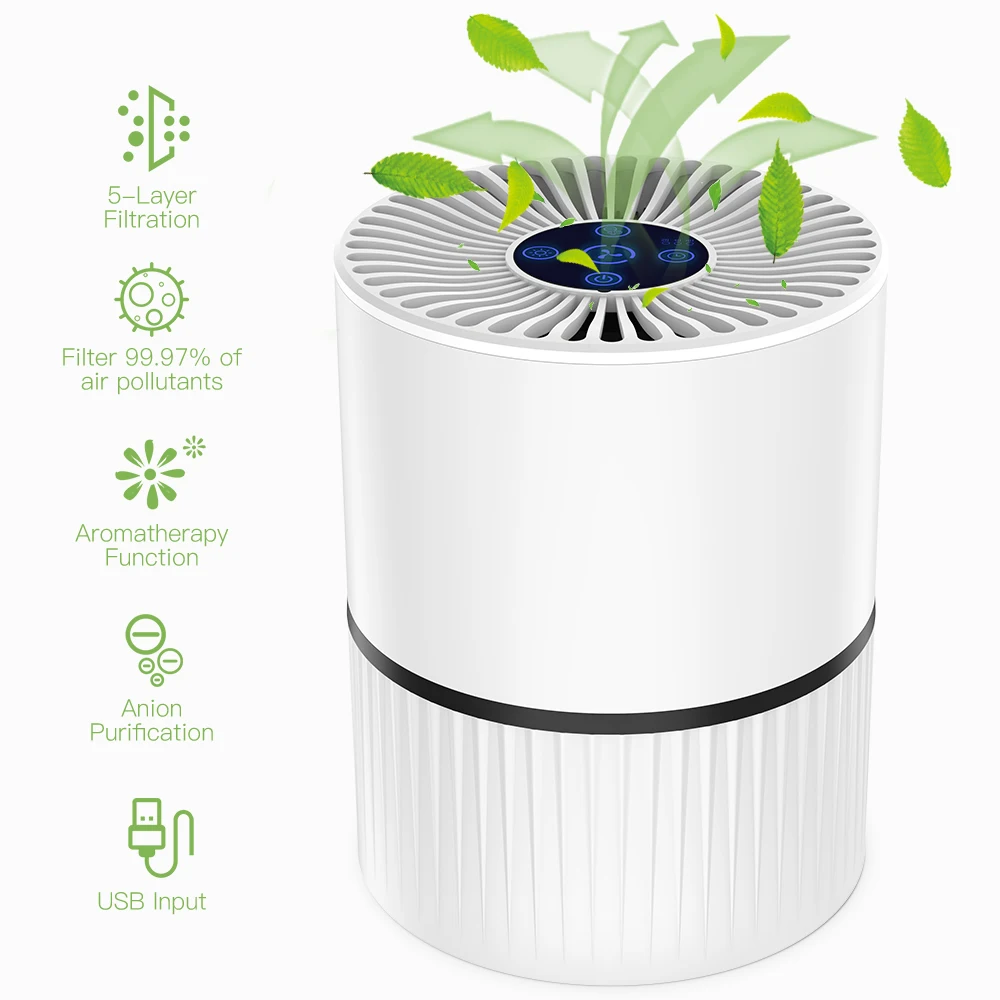 

3 режима Портативный HEPA фильтр Воздухоочистители зарядка через USB светодиодный светильник воздухоочиститель-ионизатор генератор отрицате...