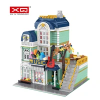 xq moc building blocks streetview building toys music store model assembly stacking bricks kids diy toy children christmas gifts