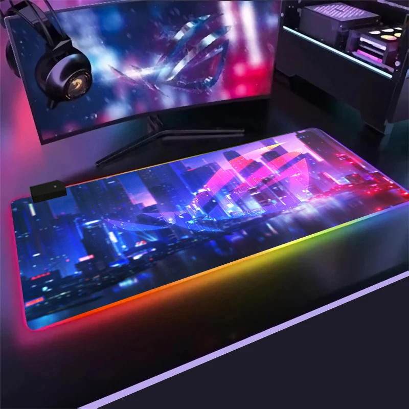 

Нескользящий большой коврик для мыши asus xxl, игровой коврик для мыши со светодиодной подсветкой, игровой коврик для клавиатуры и мыши, коврик ...